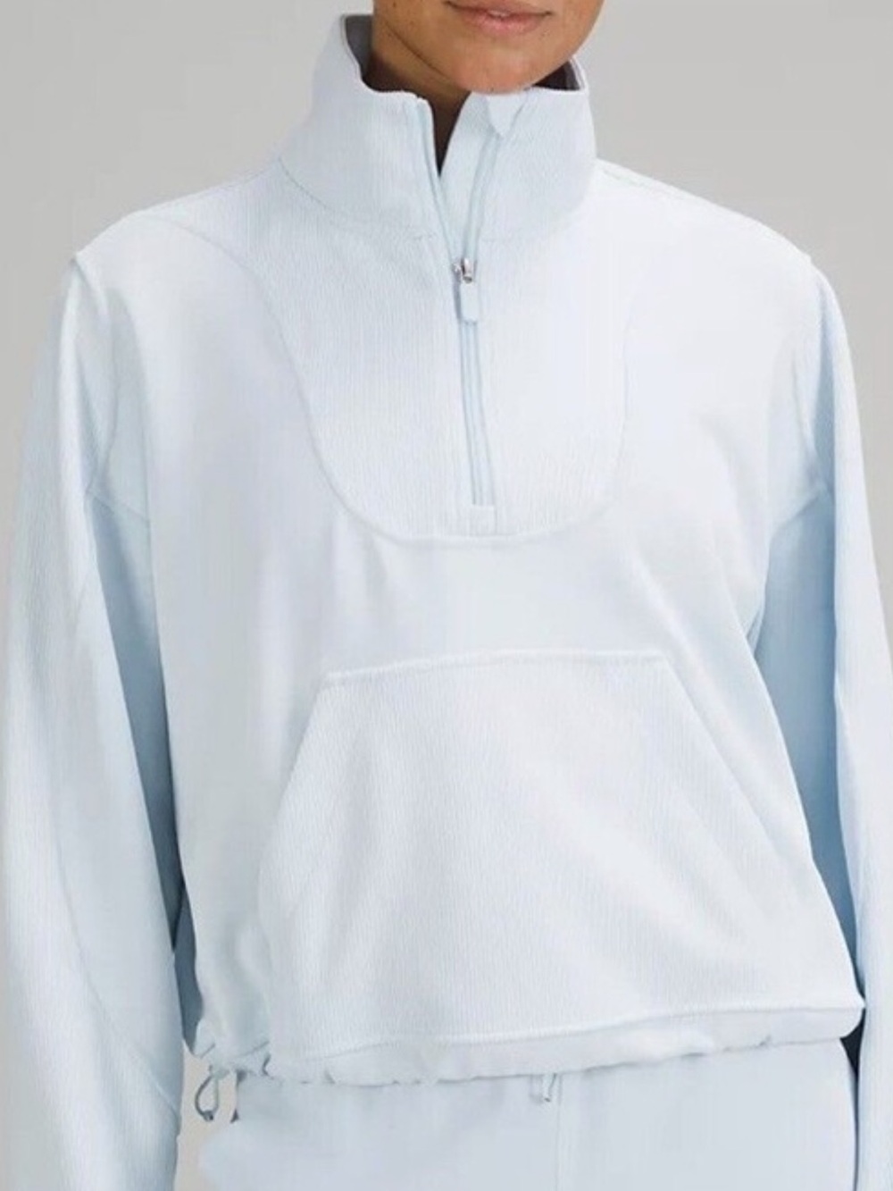 Lululemon Ribbed Softstreme Brushed Light Blue Half-Zip Pullover Size 6